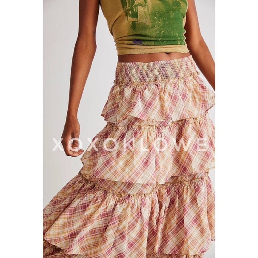 Free People Sawyer Maxi Skirt Rose Combo